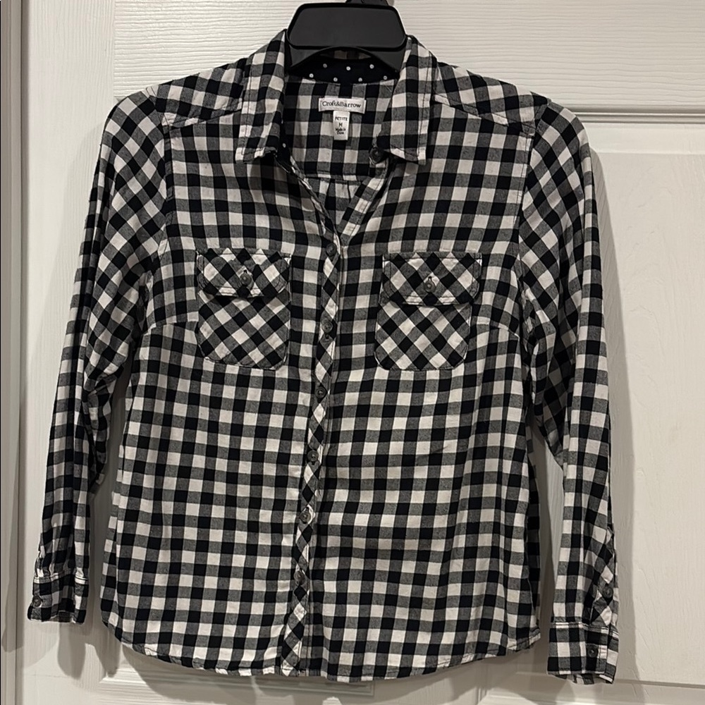 croft & barrow Black and White Gingham Button-Down Shirt